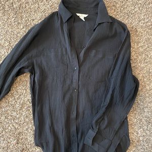 H&M Black Oversized Button Up Blouse Size Xs